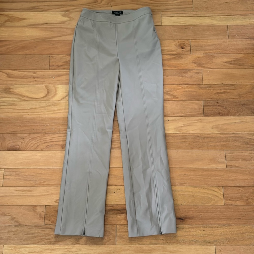 Faux-Leather Straight Leg Pants - Light Taupe